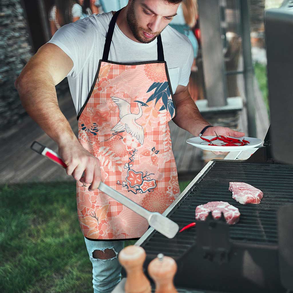 Red Palaka Crane and Flowers Apron Japan Heritage Spirit - Polynesian Pride