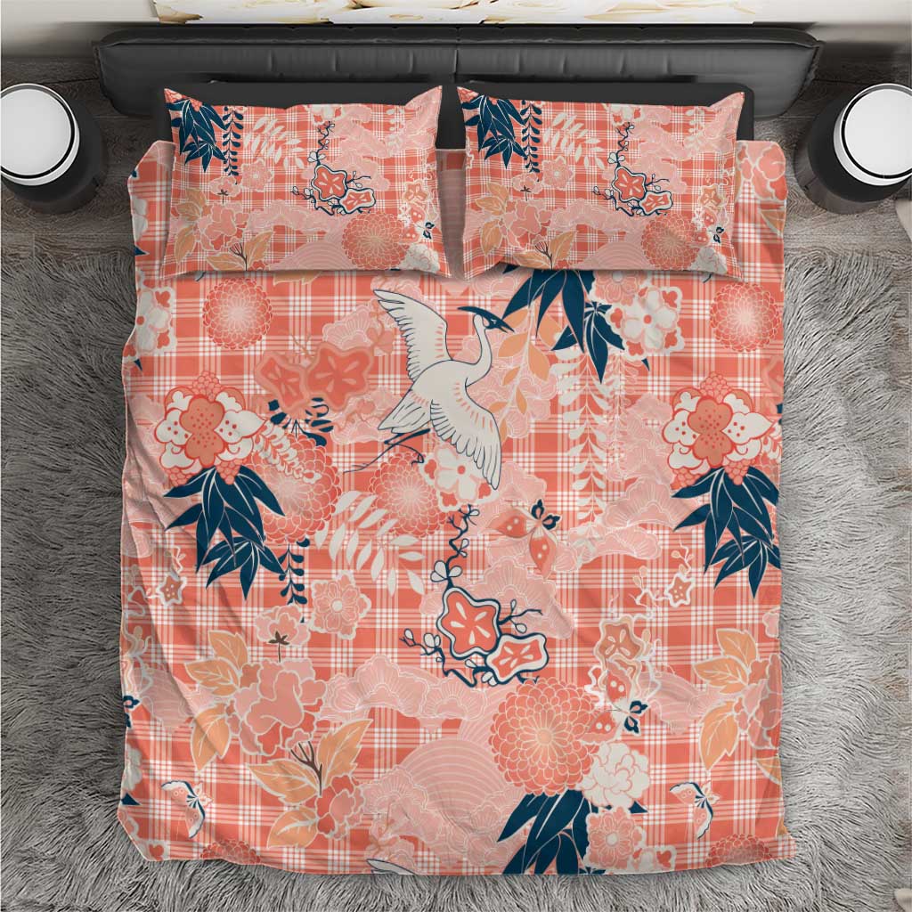 Red Palaka Crane and Flowers Bedding Set Japan Heritage Spirit LT9 Red - Polynesian Pride