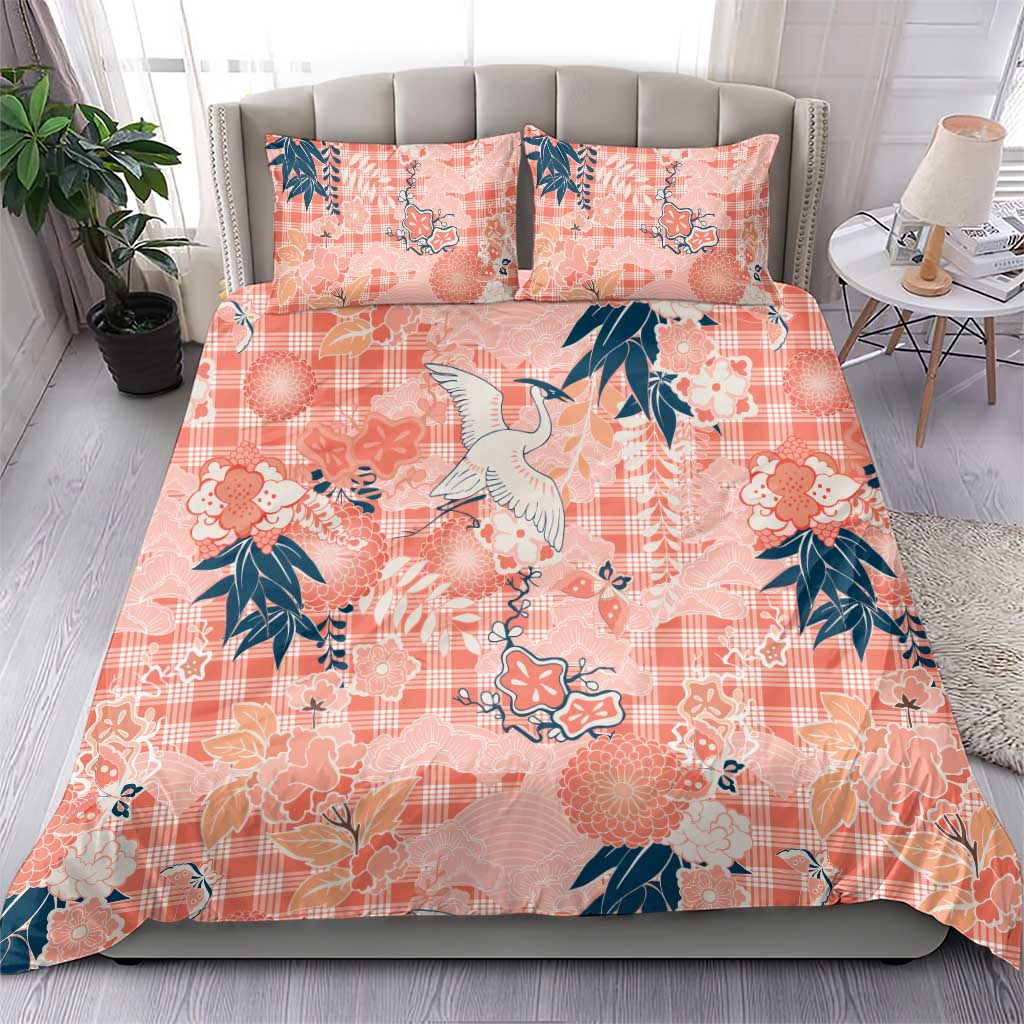 Red Palaka Crane and Flowers Bedding Set Japan Heritage Spirit LT9 - Polynesian Pride