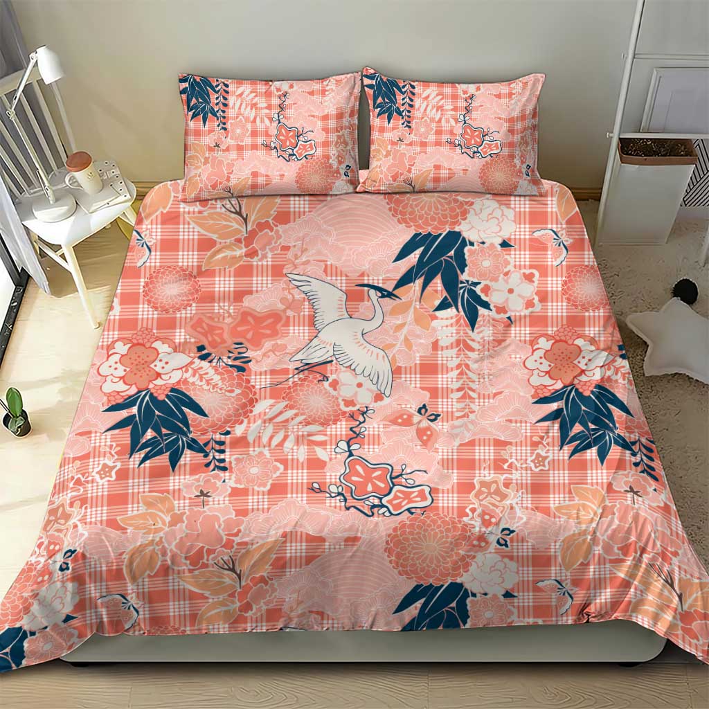 Red Palaka Crane and Flowers Bedding Set Japan Heritage Spirit LT9 - Polynesian Pride