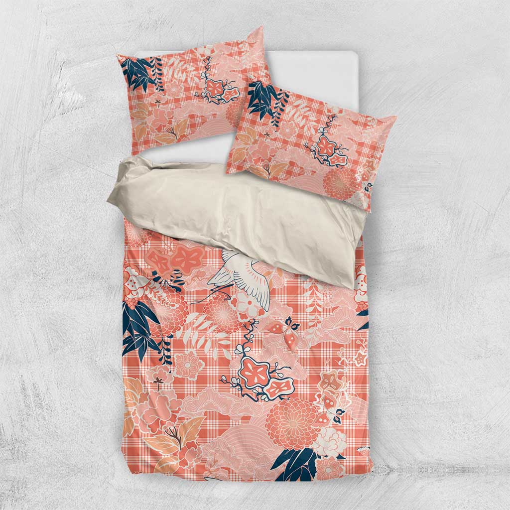 Red Palaka Crane and Flowers Bedding Set Japan Heritage Spirit LT9 US Twin 172cm x 218cm Red - Polynesian Pride
