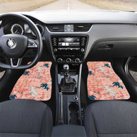 Red Palaka Crane and Flowers Car Mats Japan Heritage Spirit LT9 Set 2pcs - Front Red - Polynesian Pride