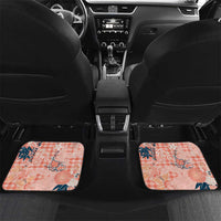Red Palaka Crane and Flowers Car Mats Japan Heritage Spirit LT9 Set 2pcs - Back Red - Polynesian Pride