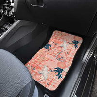 Red Palaka Crane and Flowers Car Mats Japan Heritage Spirit LT9 - Polynesian Pride