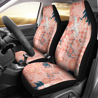 Red Palaka Crane and Flowers Car Seat Cover Japan Heritage Spirit - Polynesian Pride