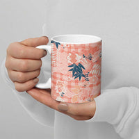 Red Palaka Crane and Flowers Ceramic Mug Japan Heritage Spirit - Polynesian Pride
