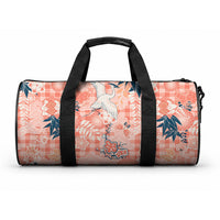 Red Palaka Crane and Flowers Duffle Bag Japan Heritage Spirit LT9 One size Red - Polynesian Pride