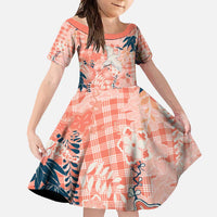 Red Palaka Crane and Flowers Family Matching Mermaid Dress and Hawaiian Shirt Japan Heritage Spirit LT9 Daughter's Dress Red - Polynesian Pride