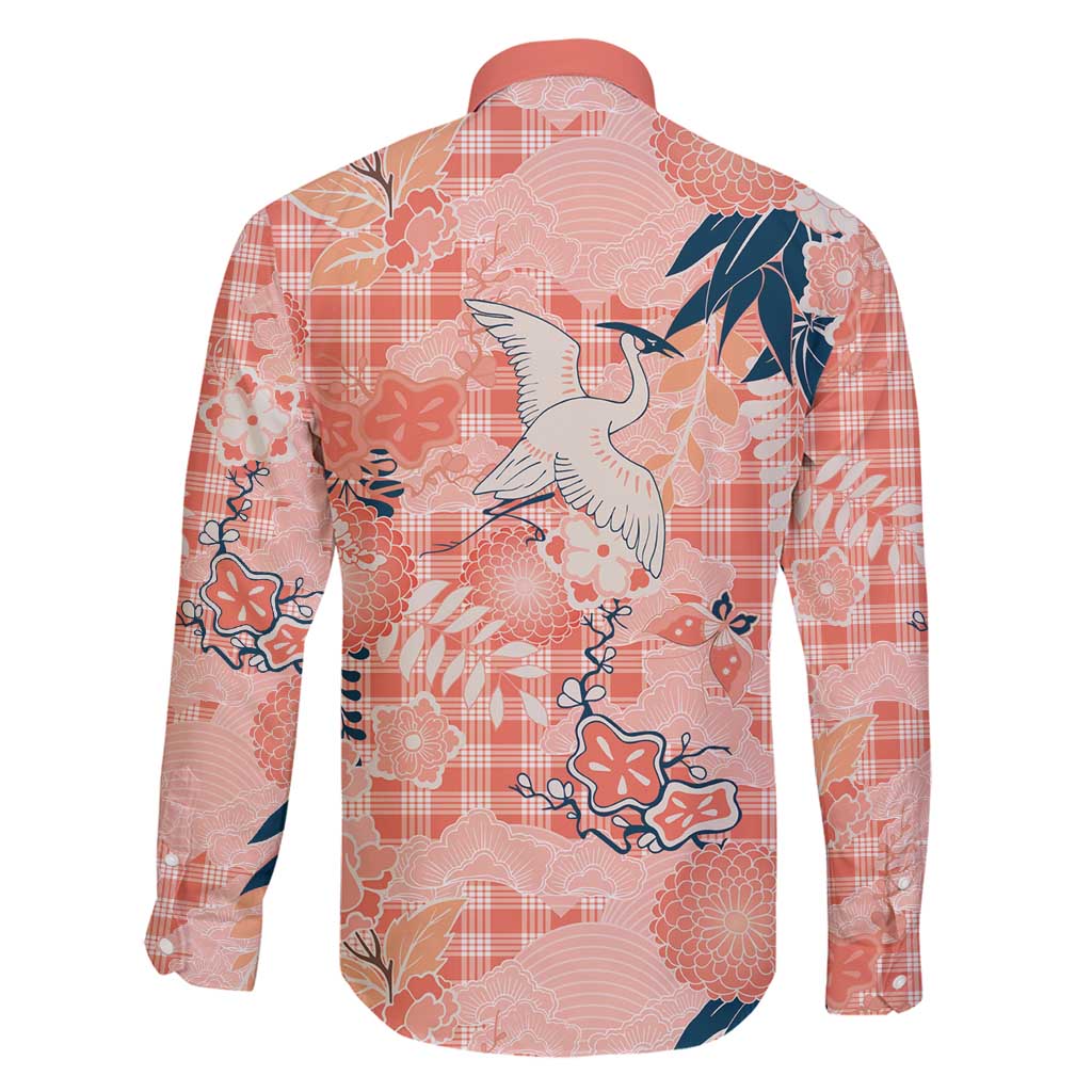 Red Palaka Crane and Flowers Family Matching Mermaid Dress and Hawaiian Shirt Japan Heritage Spirit LT9 - Polynesian Pride