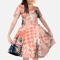 Red Palaka Crane and Flowers Family Matching Off The Shoulder Long Sleeve Dress and Hawaiian Shirt Japan Heritage Spirit LT9 Daughter's Dress Red - Polynesian Pride