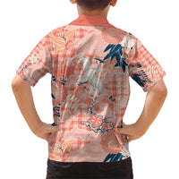 Red Palaka Crane and Flowers Family Matching Short Sleeve Bodycon Dress and Hawaiian Shirt Japan Heritage Spirit LT9 - Polynesian Pride