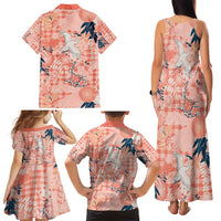 Red Palaka Crane and Flowers Family Matching Tank Maxi Dress and Hawaiian Shirt Japan Heritage Spirit LT9 - Polynesian Pride