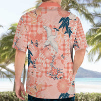Red Palaka Crane and Flowers Hawaiian Shirt Japan Heritage Spirit - Polynesian Pride
