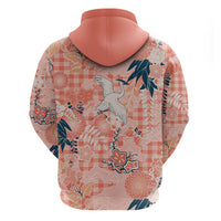 Red Palaka Crane and Flowers Hoodie Japan Heritage Spirit - Polynesian Pride