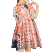 Red Palaka Crane and Flowers Kid Short Sleeve Dress Japan Heritage Spirit - Polynesian Pride