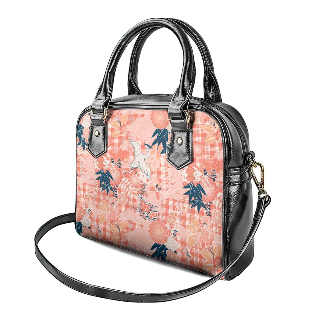 Red Palaka Crane and Flowers Shoulder Handbag Japan Heritage Spirit - Polynesian Pride