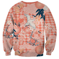 Red Palaka Crane and Flowers Sweatshirt Japan Heritage Spirit - Polynesian Pride