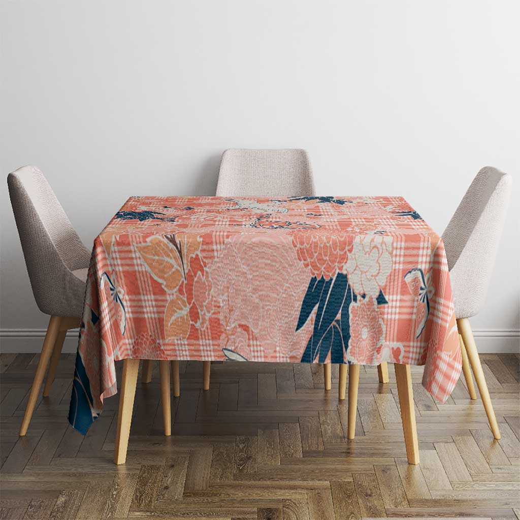 Red Palaka Crane and Flowers Tablecloth Japan Heritage Spirit - Polynesian Pride