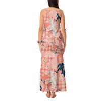 Red Palaka Crane and Flowers Tank Maxi Dress Japan Heritage Spirit LT9 - Polynesian Pride