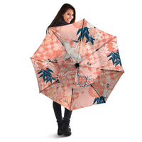 Red Palaka Crane and Flowers Umbrella Japan Heritage Spirit - Polynesian Pride