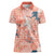 Red Palaka Crane and Flowers Women Polo Shirt Japan Heritage Spirit - Polynesian Pride