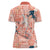 Red Palaka Crane and Flowers Women Polo Shirt Japan Heritage Spirit - Polynesian Pride