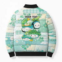 Personalized Japanese Kawaii Sushi Bomber Puffer Jacket Green Wagara Palaka This Is How I Roll