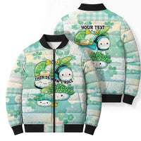 Personalized Japanese Kawaii Sushi Bomber Puffer Jacket Green Wagara Palaka This Is How I Roll