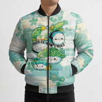 Personalized Japanese Kawaii Sushi Bomber Puffer Jacket Green Wagara Palaka This Is How I Roll