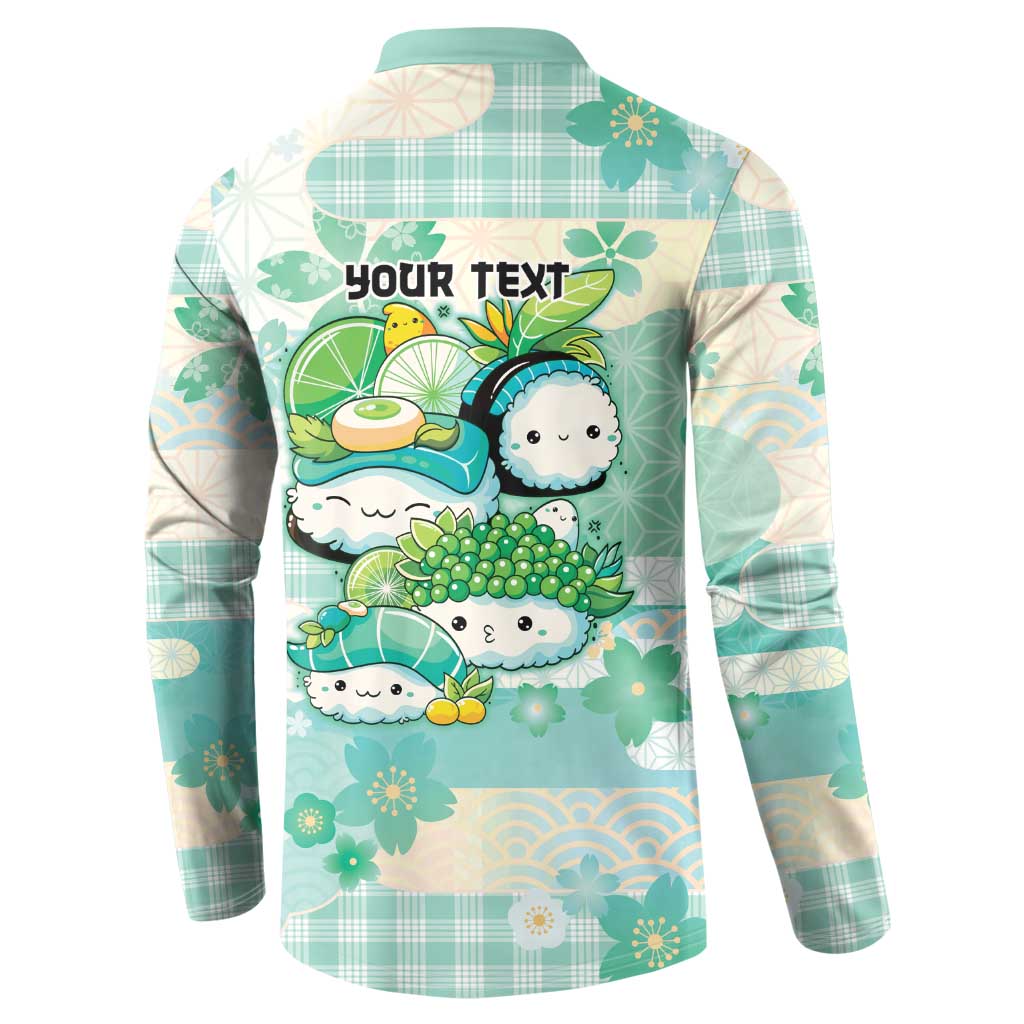 Personalized Japanese Kawaii Sushi Button Sweatshirt Green Wagara Palaka This Is How I Roll