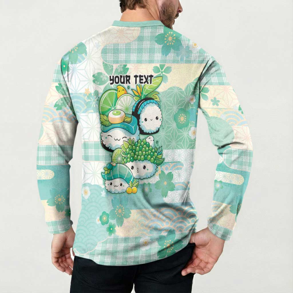 Personalized Japanese Kawaii Sushi Button Sweatshirt Green Wagara Palaka This Is How I Roll