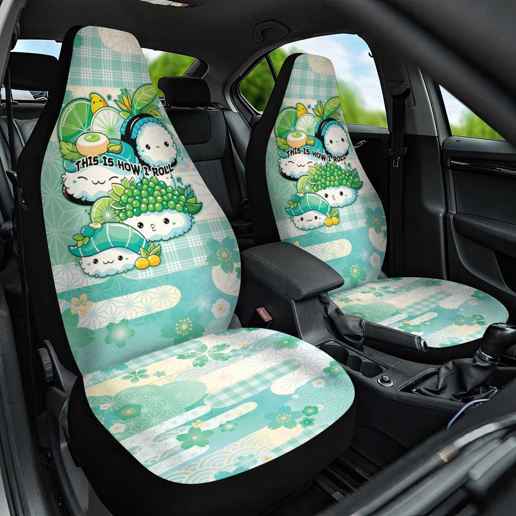 Japanese Kawaii Sushi Car Seat Cover Green Wagara Palaka This Is How I Roll LT9 One Size Green - Polynesian Pride