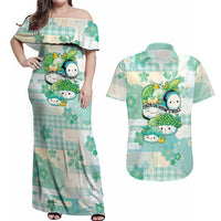 Personalized Japanese Kawaii Sushi Couples Matching Off Shoulder Maxi Dress and Hawaiian Shirt Green Wagara Palaka This Is How I Roll LT9 Green - Polynesian Pride