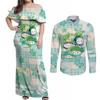 Personalized Japanese Kawaii Sushi Couples Matching Off Shoulder Maxi Dress and Long Sleeve Button Shirt Green Wagara Palaka This Is How I Roll