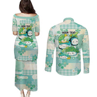 Personalized Japanese Kawaii Sushi Couples Matching Puletasi and Long Sleeve Button Shirt Green Wagara Palaka This Is How I Roll