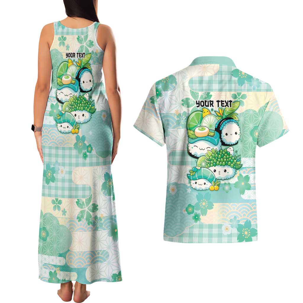 Personalized Japanese Kawaii Sushi Couples Matching Tank Maxi Dress and Hawaiian Shirt Green Wagara Palaka This Is How I Roll LT9 - Polynesian Pride