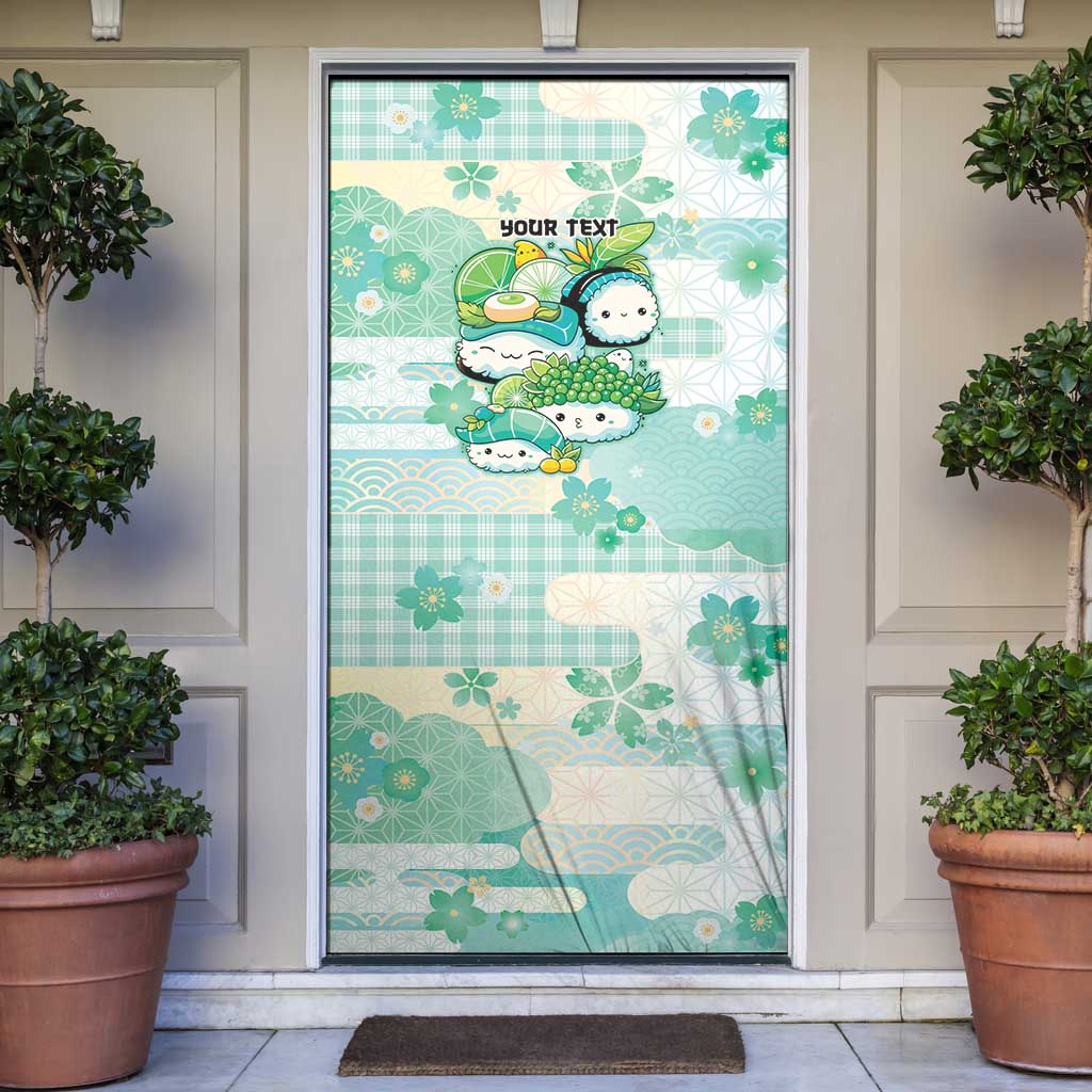 Personalized Japanese Kawaii Sushi Door Cover Green Wagara Palaka This Is How I Roll LT9 Green - Polynesian Pride