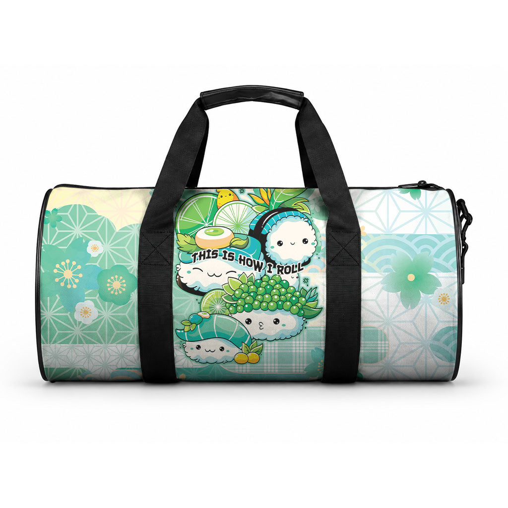 Japanese Kawaii Sushi Duffle Bag Green Wagara Palaka This Is How I Roll LT9 One size Green - Polynesian Pride