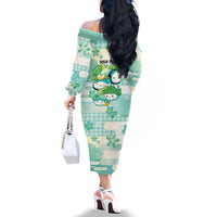 Personalized Japanese Kawaii Sushi Family Matching Off The Shoulder Long Sleeve Dress and Hawaiian Shirt Green Wagara Palaka This Is How I Roll