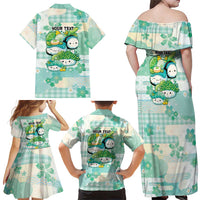 Personalized Japanese Kawaii Sushi Family Matching Off Shoulder Maxi Dress and Hawaiian Shirt Green Wagara Palaka This Is How I Roll