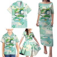 Personalized Japanese Kawaii Sushi Family Matching Puletasi and Hawaiian Shirt Green Wagara Palaka This Is How I Roll