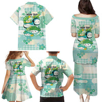 Personalized Japanese Kawaii Sushi Family Matching Puletasi and Hawaiian Shirt Green Wagara Palaka This Is How I Roll