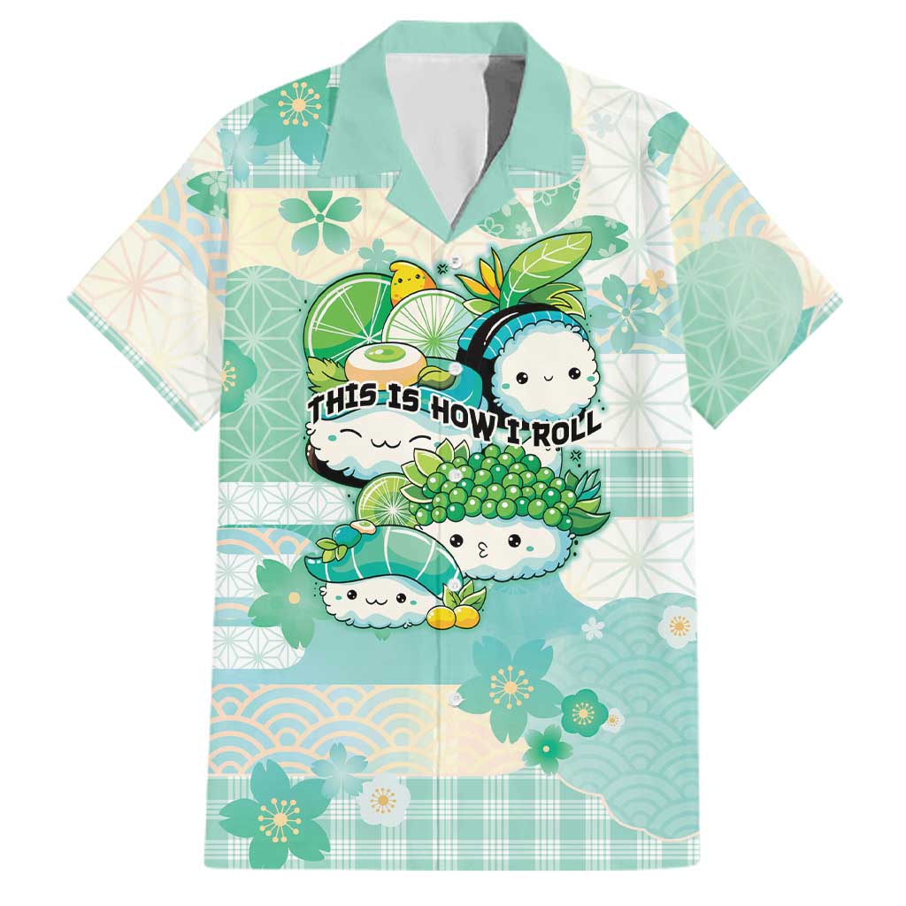 Personalized Japanese Kawaii Sushi Family Matching Puletasi and Hawaiian Shirt Green Wagara Palaka This Is How I Roll