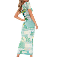 Personalized Japanese Kawaii Sushi Family Matching Short Sleeve Bodycon Dress and Hawaiian Shirt Green Wagara Palaka This Is How I Roll