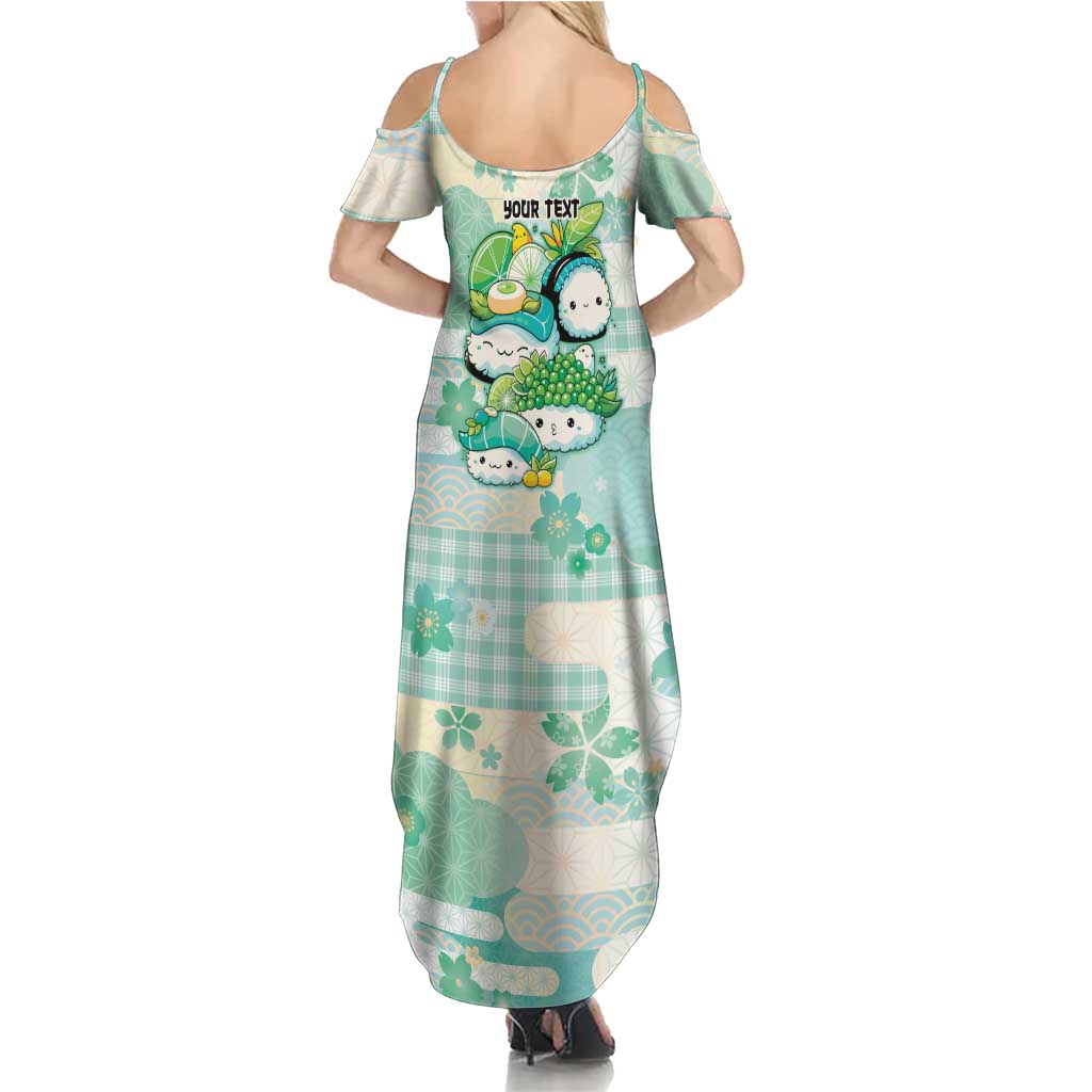 Personalized Japanese Kawaii Sushi Family Matching Summer Maxi Dress and Hawaiian Shirt Green Wagara Palaka This Is How I Roll