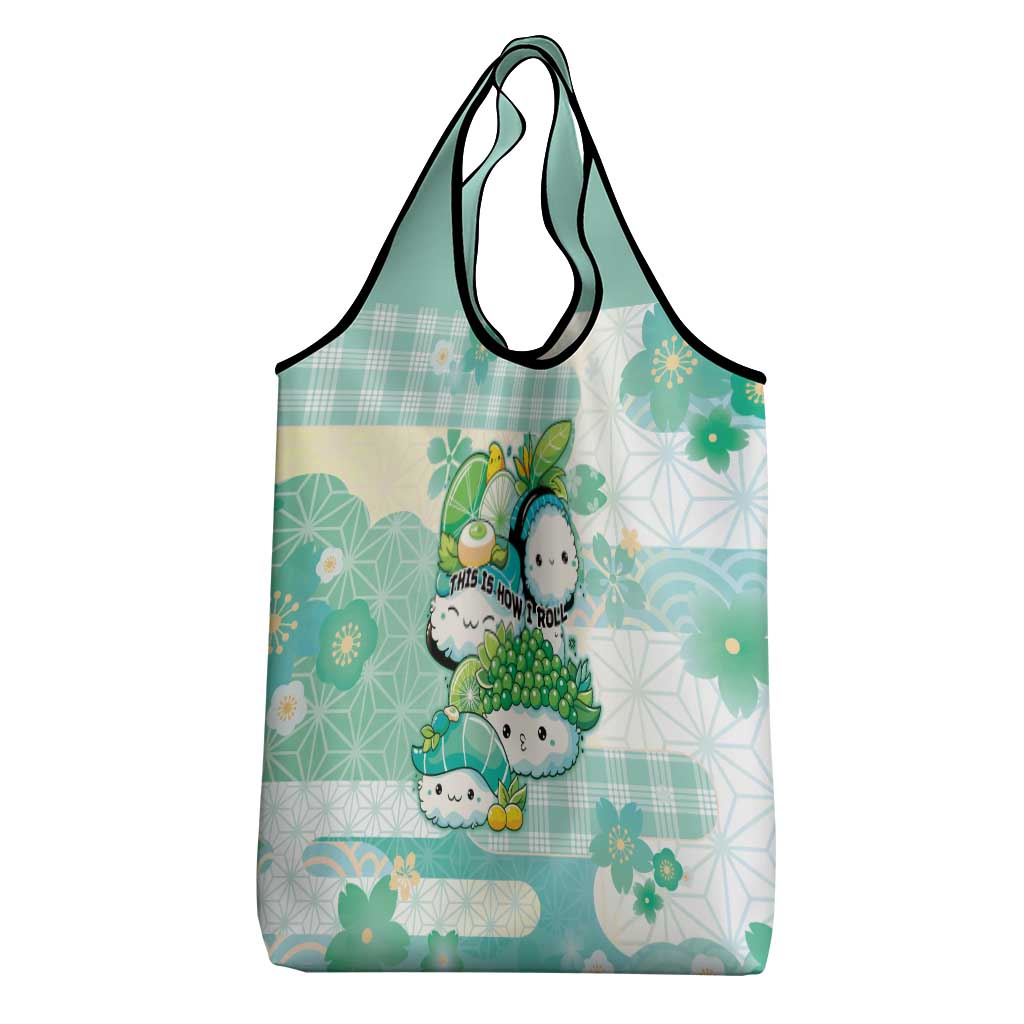 Japanese Kawaii Sushi Grocery Bag Green Wagara Palaka This Is How I Roll LT9 - Polynesian Pride