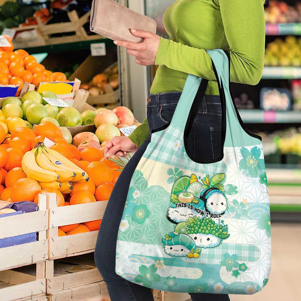 Japanese Kawaii Sushi Grocery Bag Green Wagara Palaka This Is How I Roll LT9 - Polynesian Pride