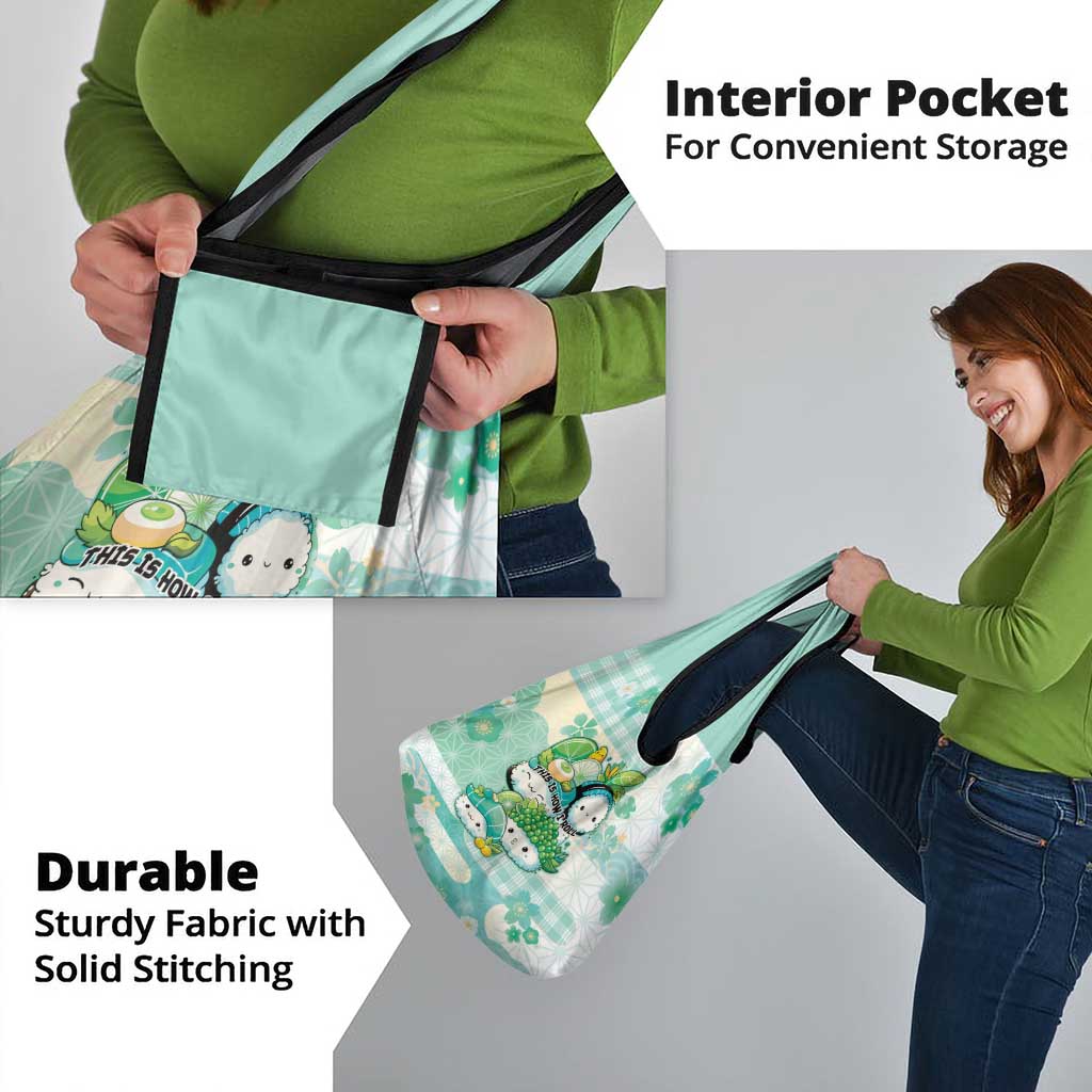 Japanese Kawaii Sushi Grocery Bag Green Wagara Palaka This Is How I Roll LT9 - Polynesian Pride