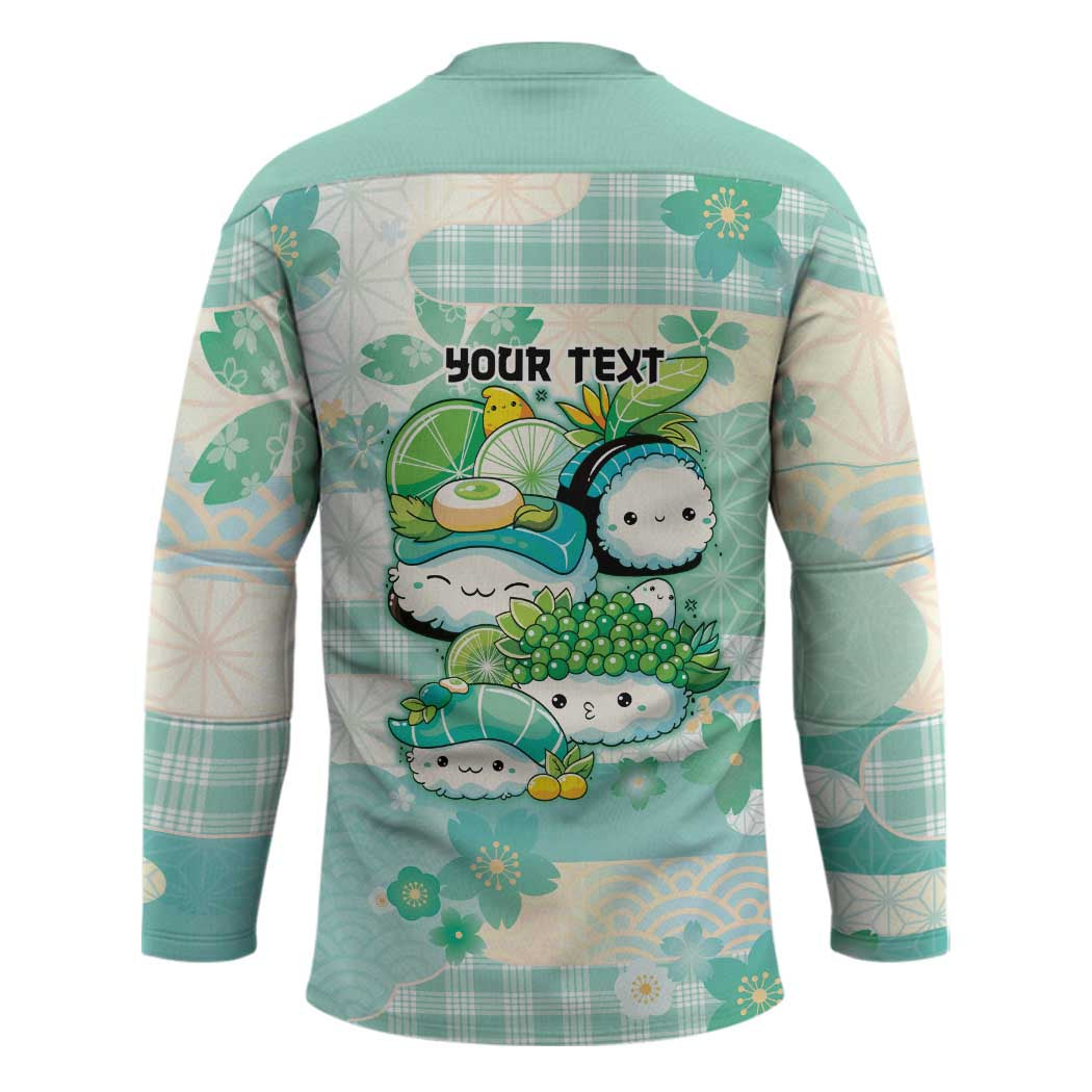 Personalized Japanese Kawaii Sushi Hockey Jersey Green Wagara Palaka This Is How I Roll