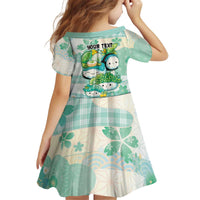 Personalized Japanese Kawaii Sushi Kid Short Sleeve Dress Green Wagara Palaka This Is How I Roll